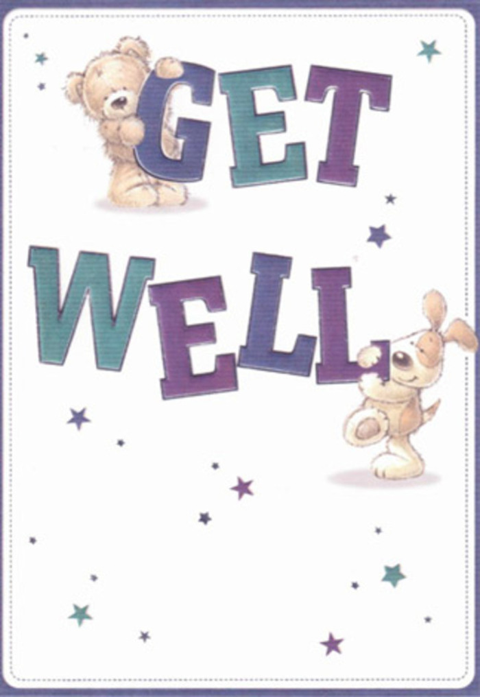 Crafted with a touch of playful artistry, this get well card is a gentle celebration-anchored by the charming illustrations of a bear and a puppy, whose warmth and appeal radiate through the design. Playful stars drift around them, glimmering like kind wishes floating above Stockwell's historic Oval. The bold and friendly letters, shaded in gradients of purples and aquas, ground the image in a spirit of cheerful reassurance that feels unmistakably local. The tactile details come alive, from the bear's inviting plushness to the puppy's silky ears, conjuring the comfort found in a cozy gathering along Clapham Road. The pristine background invites a sense of clarity and hope, similar to the light streaming into our Stockwell flower studio on an early spring morning. Sharing this card-perhaps with a bouquet ready for same-day delivery-conveys positivity, heartfelt care, and the sort of gentle encouragement cherished by our community. It's an image that brings solace and optimism to anyone needing a lift.